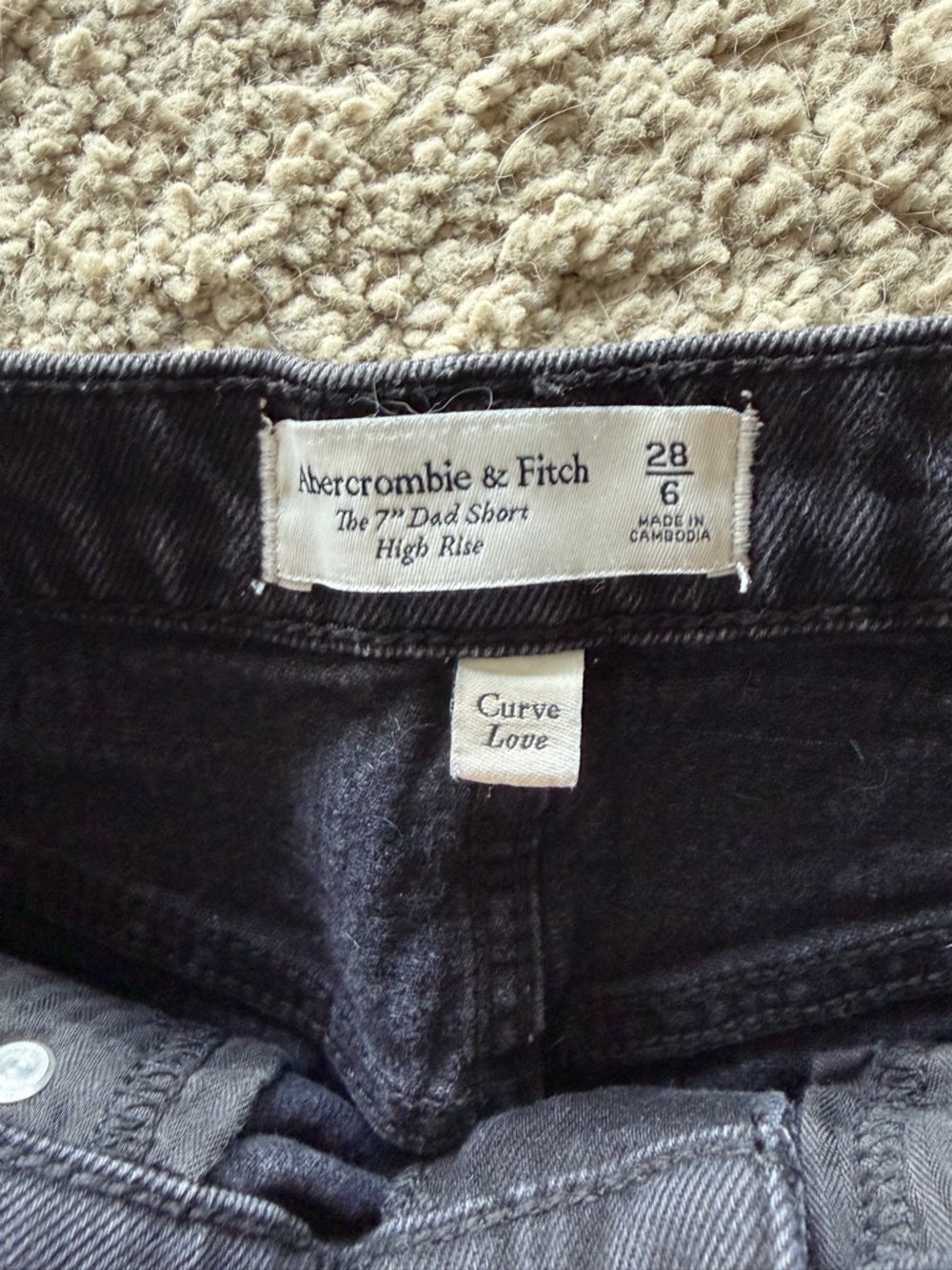 Abercrombie & Fitch Black Denim High-Rise Shorts - Picture 3 of 4